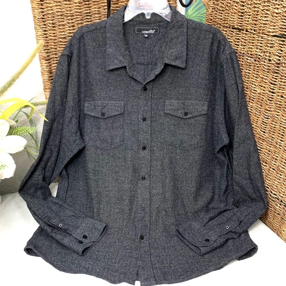 Men’s charcoal grey L/S button front shirt- XXL - Picture 3 of 8